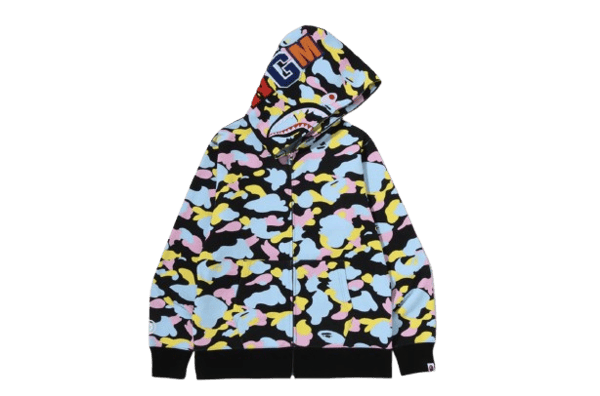 NEW MULTI CAMO SHARK FULL ZIP HOODIE